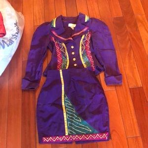Vintage cache skirt suit size 6. Royal purple